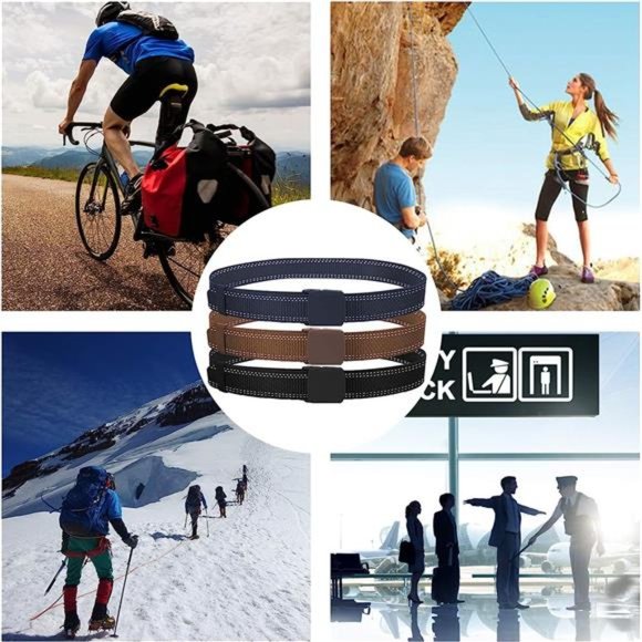 3-Pack Nylon Canvas Belt Plastic Buckle Belt Travel Adjustable Nylon Web Slide - Picture 4 of 6